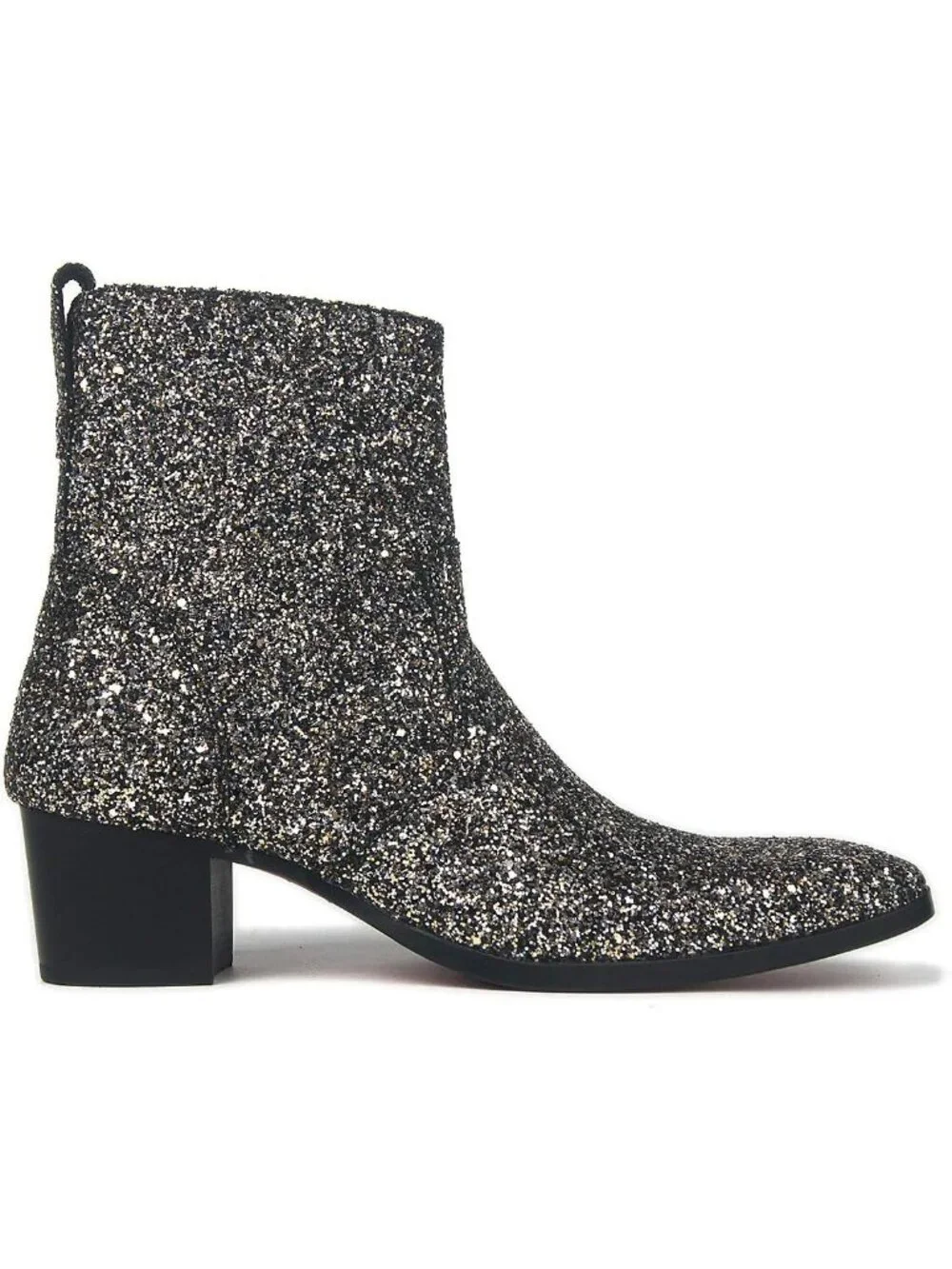 🆕Men's Black Dress Boot Leather Glitter Chukka Designer Boots Casual Heel